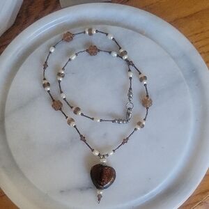 Estate Find Tiger's Eye And Pearl Necklace
